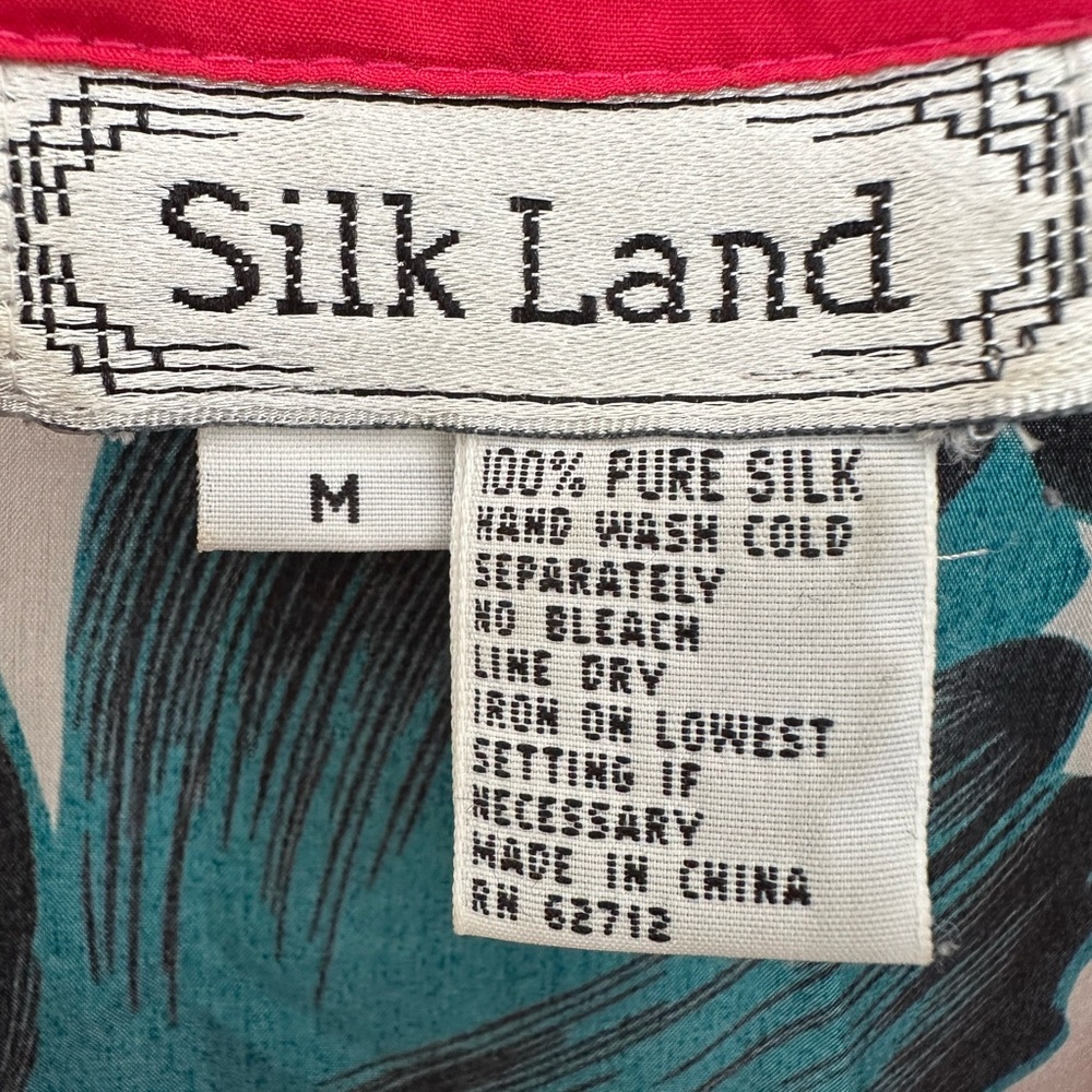 Vintage‎ Silk Land Blazer 100% Silk Lightweight Bright Bold Floral Oversized - Picture 2 of 4